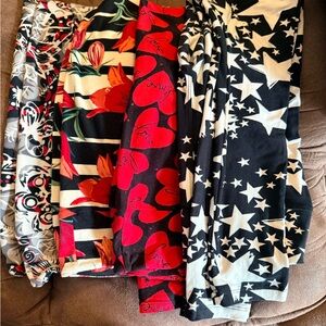 LuLaRoe Women's Leggings - Black, Red, White Patterns